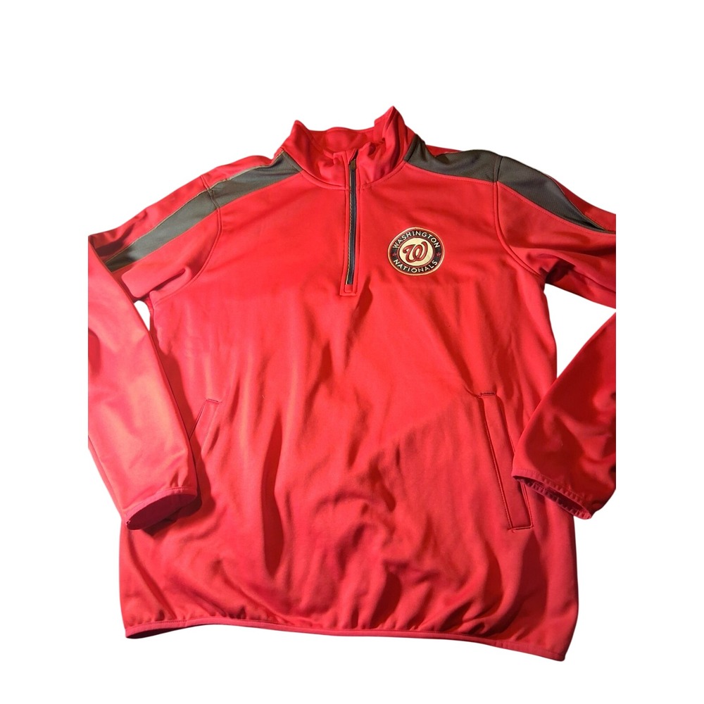 Washington Nationals Sweater Mens XL Red 1/4 Zip Pullover MLB G111
